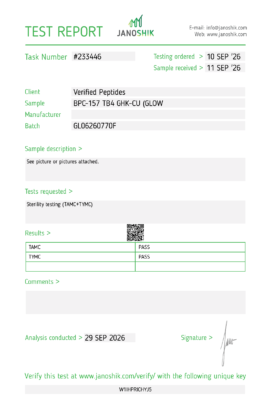 GLOW Peptide Sterility Certificate of Analysis Lab Test Report September 2026