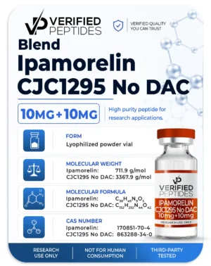 An information sheet for our Ipamorelin CJC-1295 No DAC peptide blend.
