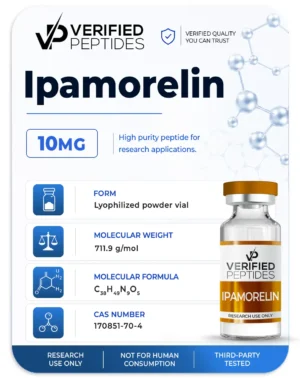 An information sheet for our 10MG Ipamorelin peptide.