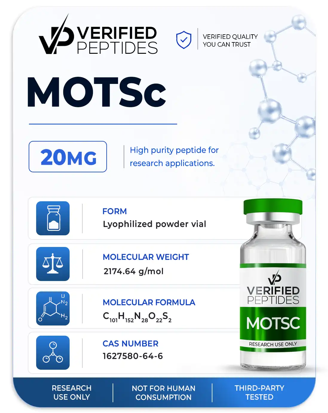 An information sheet for our 20MG MOTS-C peptide.