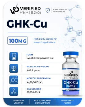 An information sheet for our 100MG GHK-Cu peptide.