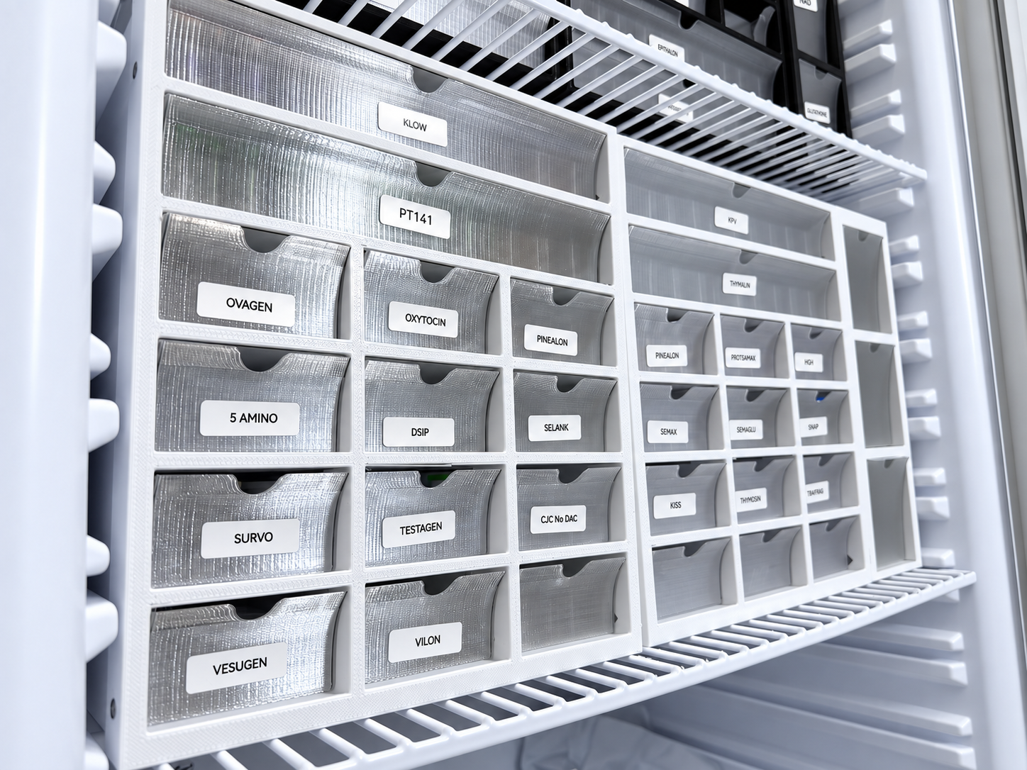 Labeled peptide organizers in refrigerated storage