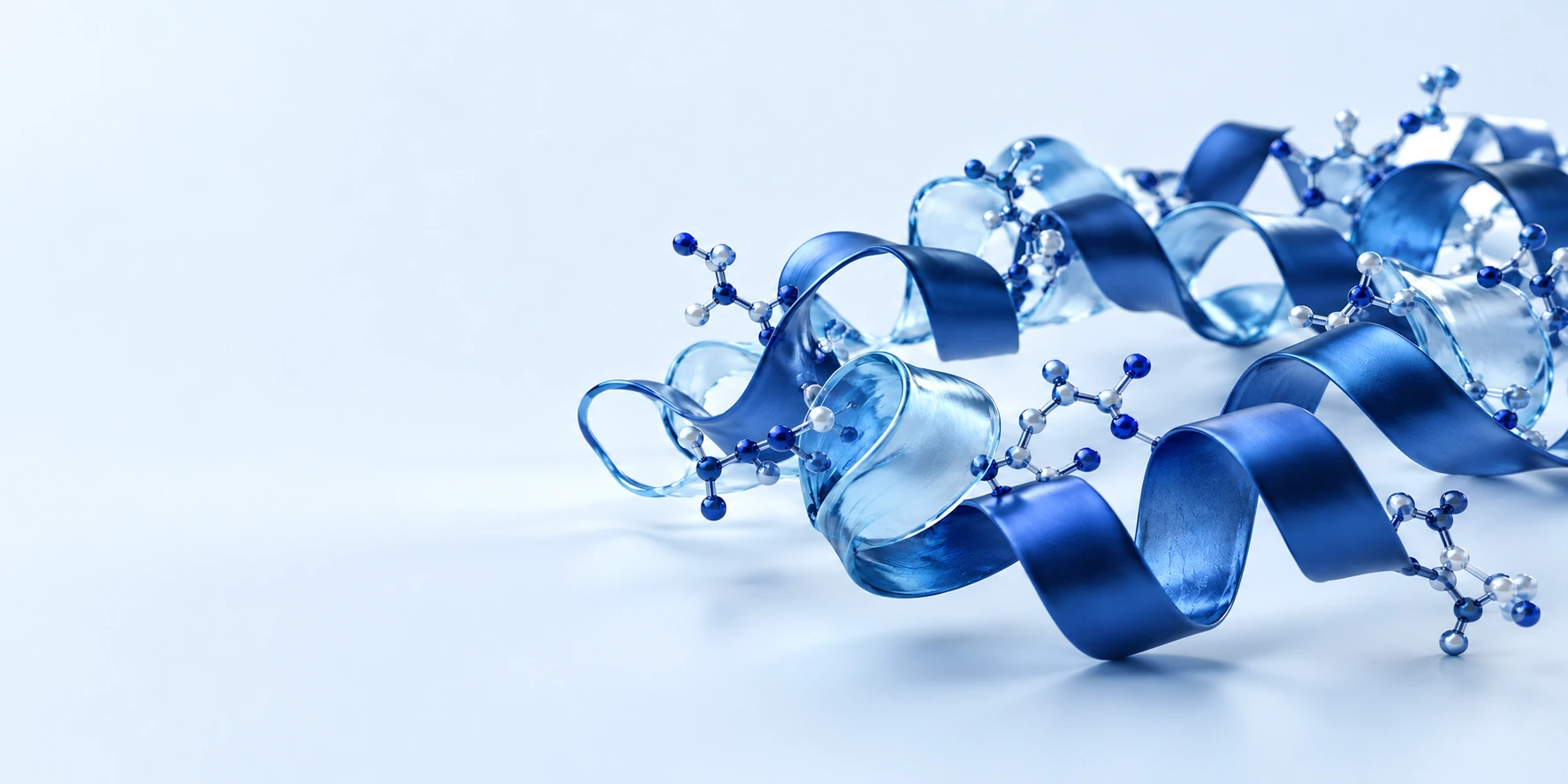 Conceptual blue peptide-inspired ribbon structure